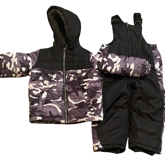 AQ Arctic Quest Puffer Coat and Snow Bibs 3T Gray Camo Black - Picture 1 of 16